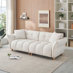 Canapé 3 places en tissu Teddy beige 93,7 avec oreillers assortis
