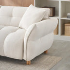 Canapé 3 places en tissu Teddy beige 93,7 avec oreillers assortis
