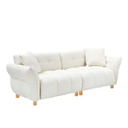 Canapé 3 places en tissu Teddy beige 93,7 avec oreillers assortis