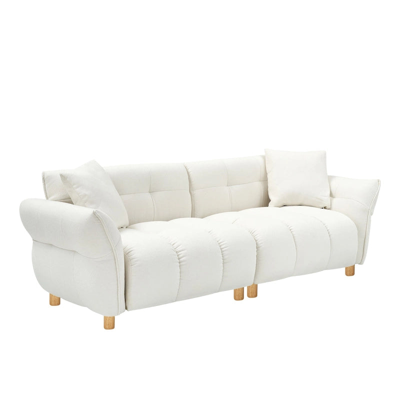 Canapé 3 places en tissu Teddy beige 93,7 avec oreillers assortis