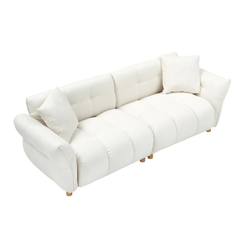 Canapé 3 places en tissu Teddy beige 93,7 avec oreillers assortis