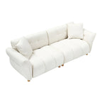 Canapé 3 places en tissu Teddy beige 93,7 avec oreillers assortis
