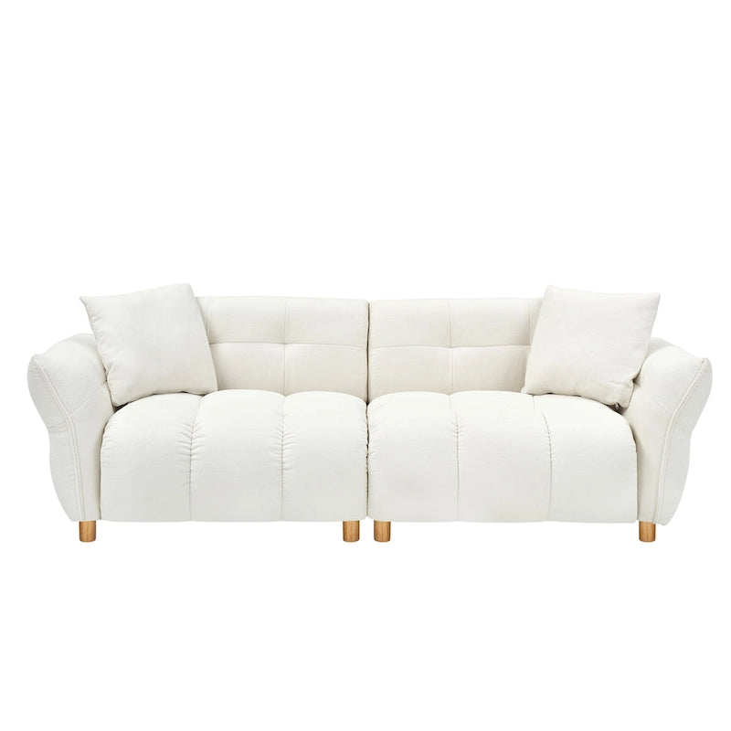 Canapé 3 places en tissu Teddy beige 93,7 avec oreillers assortis