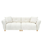 Canapé 3 places en tissu Teddy beige 93,7 avec oreillers assortis