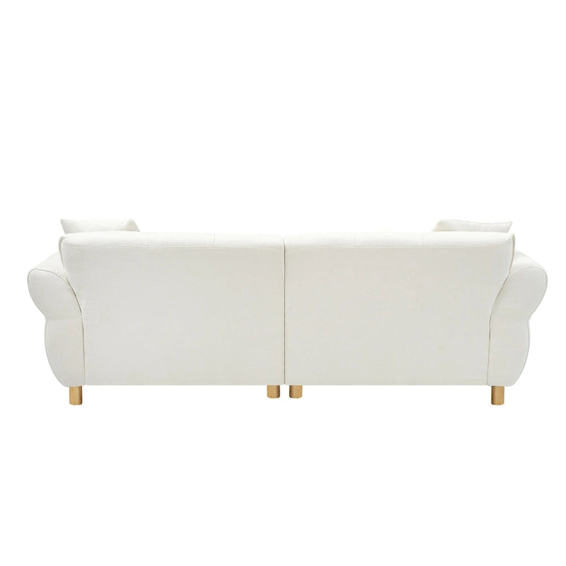 Canapé 3 places en tissu Teddy beige 93,7 avec oreillers assortis