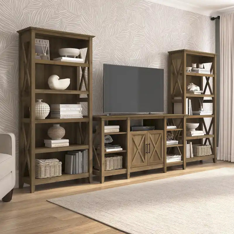 Meuble TV de ferme haut avec 2 bibliothèques par