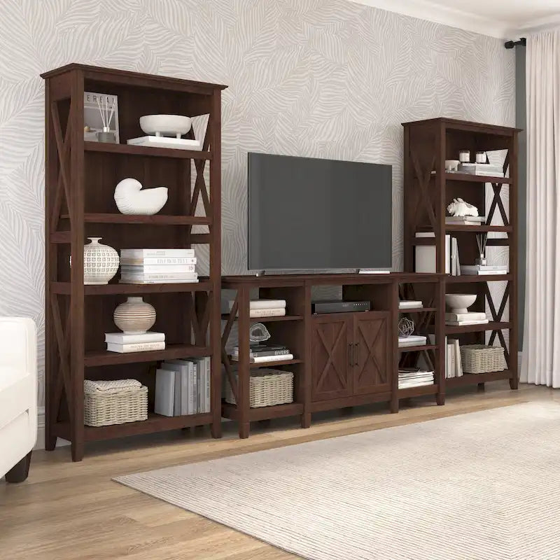 Meuble TV de ferme haut avec 2 bibliothèques par