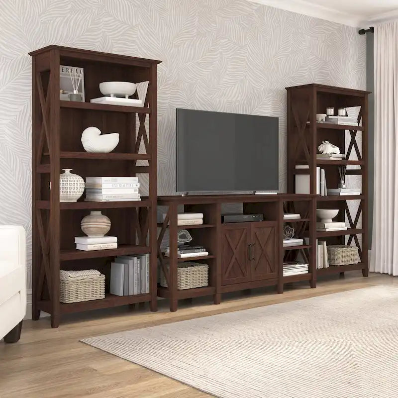 Meuble TV de ferme haut avec 2 bibliothèques par