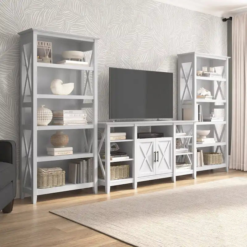 Meuble TV de ferme haut avec 2 bibliothèques par