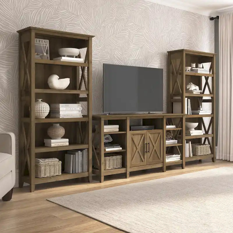 Meuble TV de ferme haut avec 2 bibliothèques par