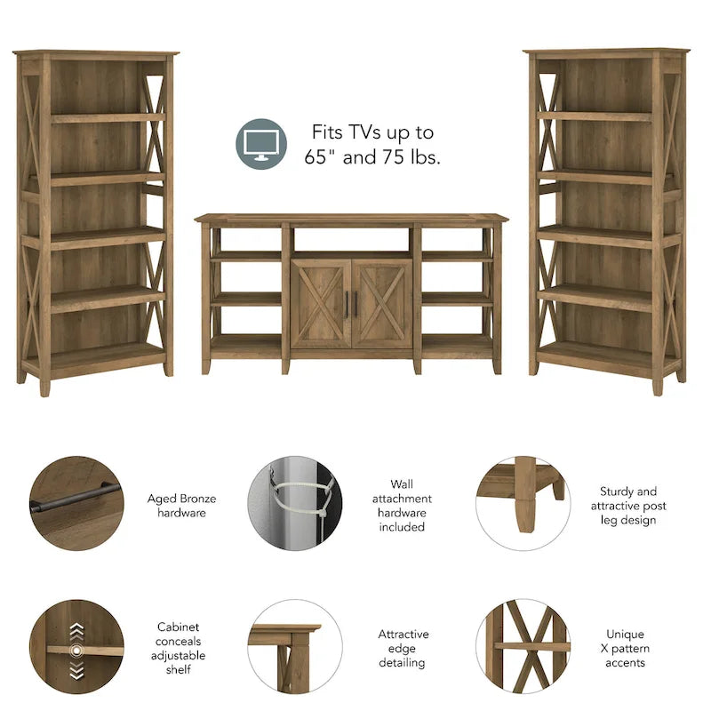 Meuble TV de ferme haut avec 2 bibliothèques par