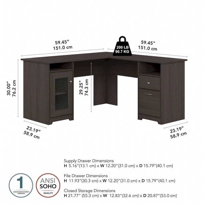 Bureau d'angle avec rangements Cabot 60W par