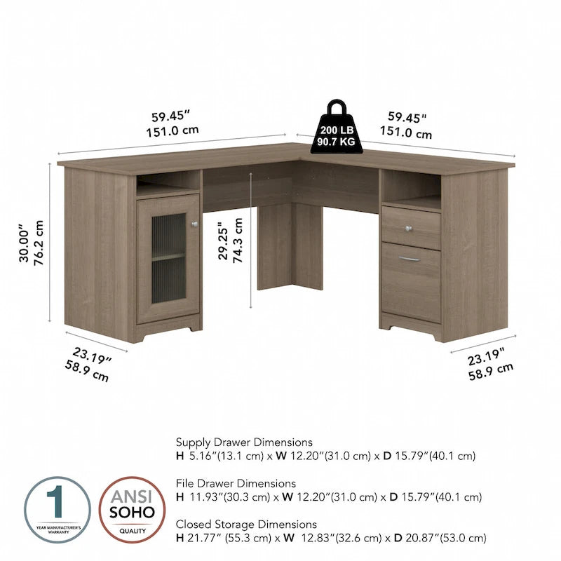 Bureau d'angle avec rangements Cabot 60W par