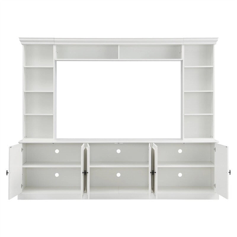 Ensemble meuble TV mural 4 pièces avec étagère, meuble TV polyvalent avec étagère réglable, console multimédia avec pont