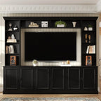 Ensemble meuble TV mural 4 pièces avec étagère, meuble TV polyvalent avec étagère réglable, console multimédia avec pont