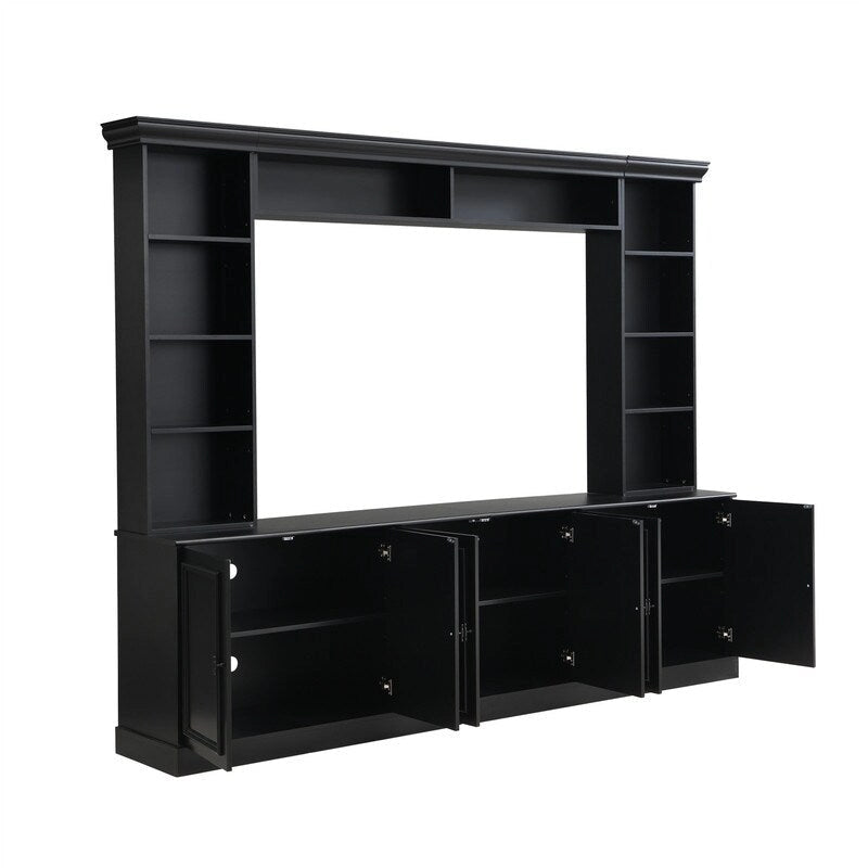 Ensemble meuble TV mural 4 pièces avec étagère, meuble TV polyvalent avec étagère réglable, console multimédia avec pont