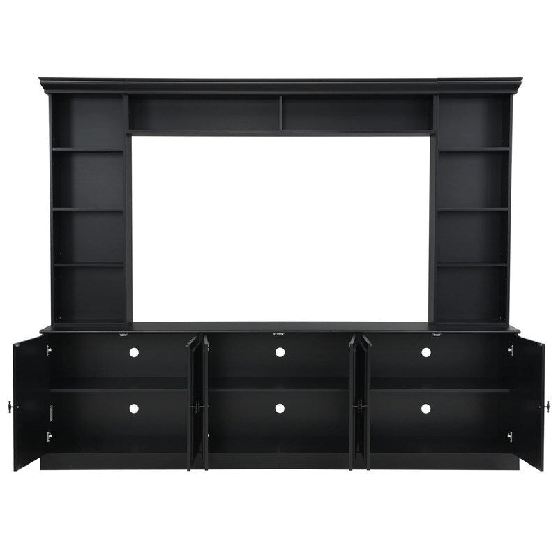 Ensemble meuble TV mural 4 pièces avec étagère, meuble TV polyvalent avec étagère réglable, console multimédia avec pont