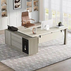 8.7 Bureau de direction, table de bureau en L avec armoire et étagères