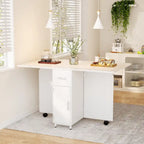 Table de salle à manger pliable style ferme moderne avec meuble de rangement