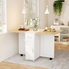 Table de salle à manger pliable style ferme moderne avec meuble de rangement