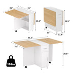 Table de salle à manger pliable style ferme moderne avec meuble de rangement