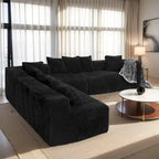 Canapé sectionnel en velours côtelé moderne de 130 pouces en forme de U avec design réversible pour salon