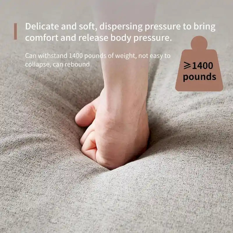 Canapé 4 places Mid-Century Modern, revêtement en coton et lin noyer, housses amovibles et lavables, coussins profonds avec oreillers