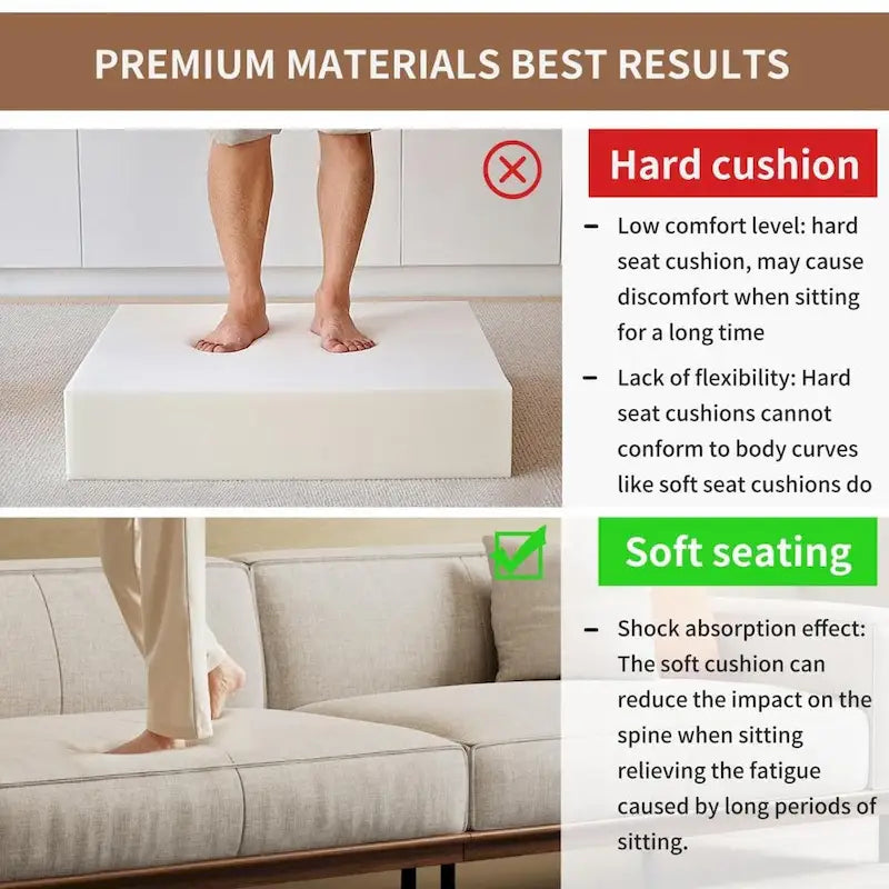 Canapé 4 places Mid-Century Modern, revêtement en coton et lin noyer, housses amovibles et lavables, coussins profonds avec oreillers