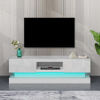 Meuble TV moderne à façade brillante avec lumières LED - 15.75 x 51.18 x 19.68