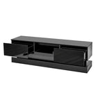 Meuble TV moderne à façade brillante avec lumières LED - 15.75 x 51.18 x 19.68