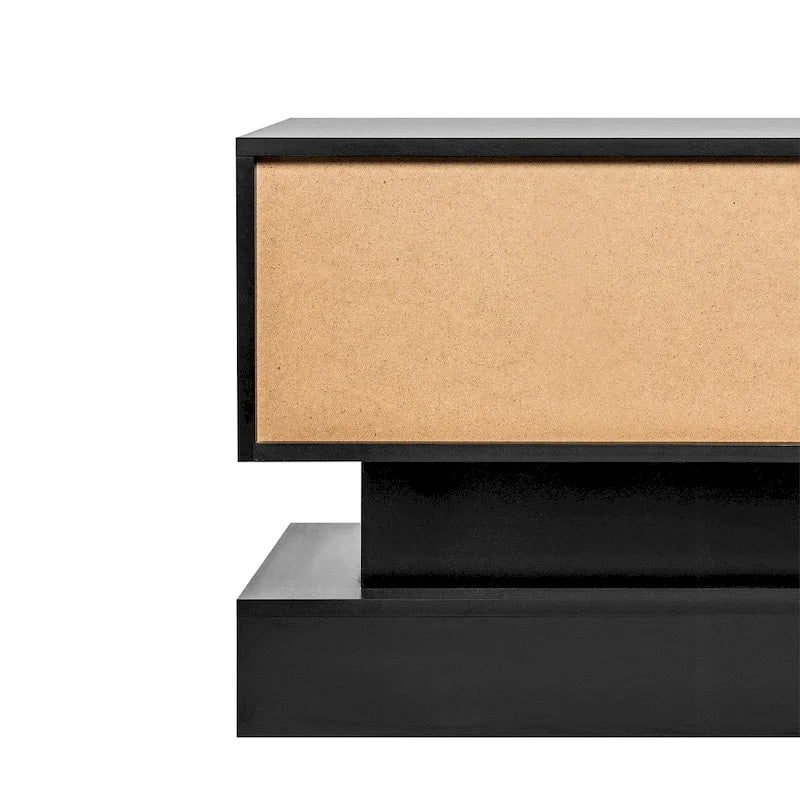Meuble TV moderne à façade brillante avec lumières LED - 15.75 x 51.18 x 19.68