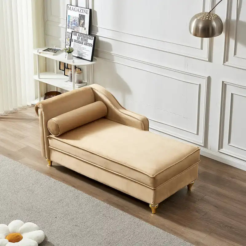 Chaise longue en velours moderne avec rangement - 29.90 x 60.60 x 27.50
