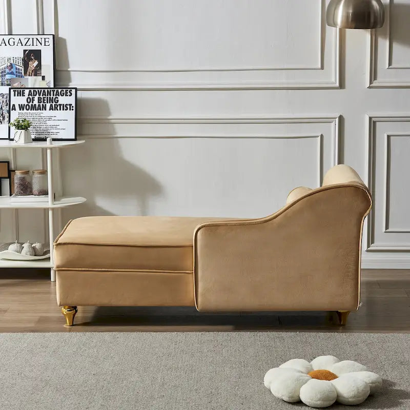 Chaise longue en velours moderne avec rangement - 29.90 x 60.60 x 27.50