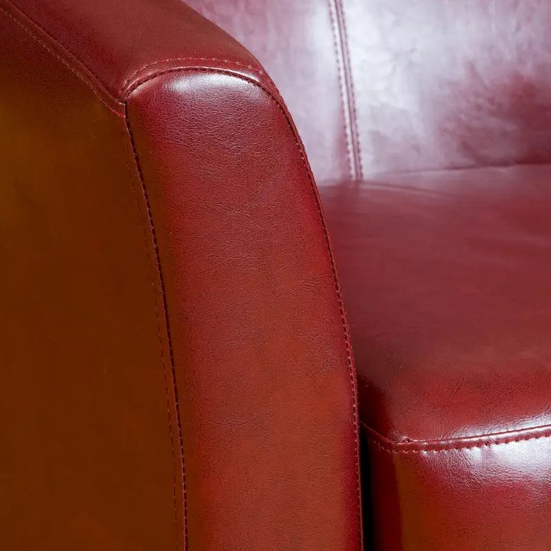 Fauteuil Club en Cuir Recyclé Rouge Sang de Bœuf de