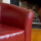 Fauteuil Club en Cuir Recyclé Rouge Sang de Bœuf de