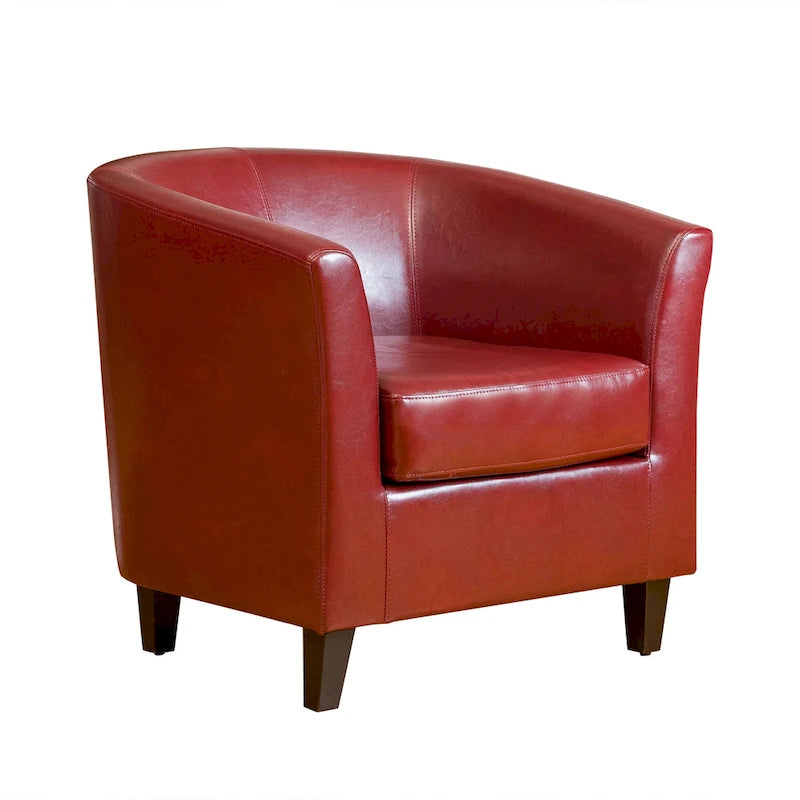 Fauteuil Club en Cuir Recyclé Rouge Sang de Bœuf de