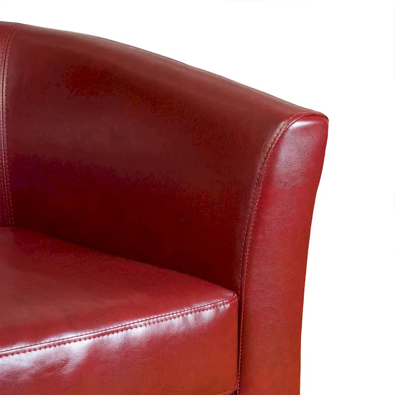 Fauteuil Club en Cuir Recyclé Rouge Sang de Bœuf de