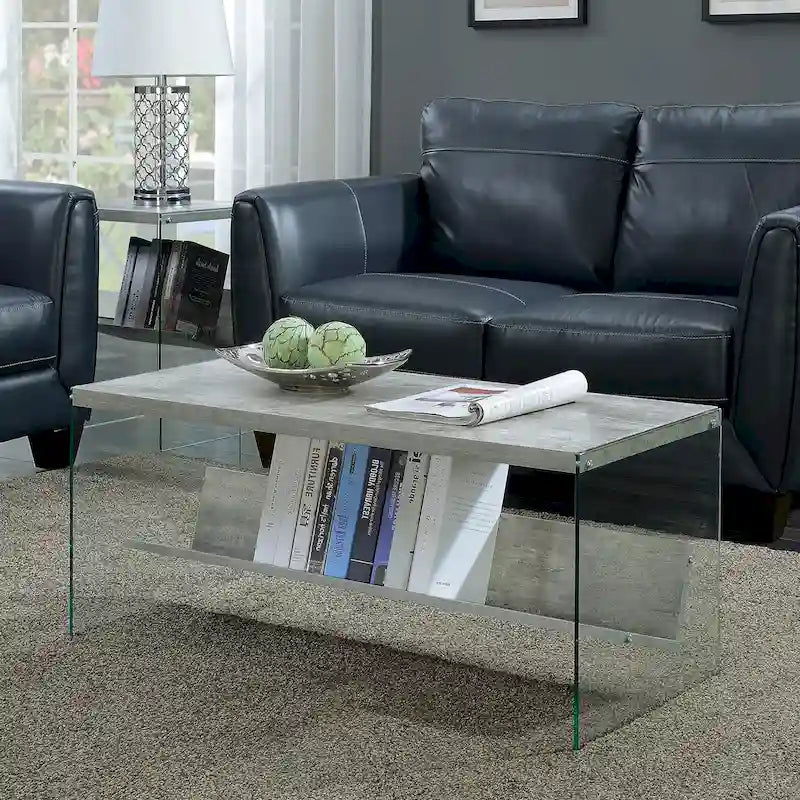Table basse SoHo en verre avec étagère
