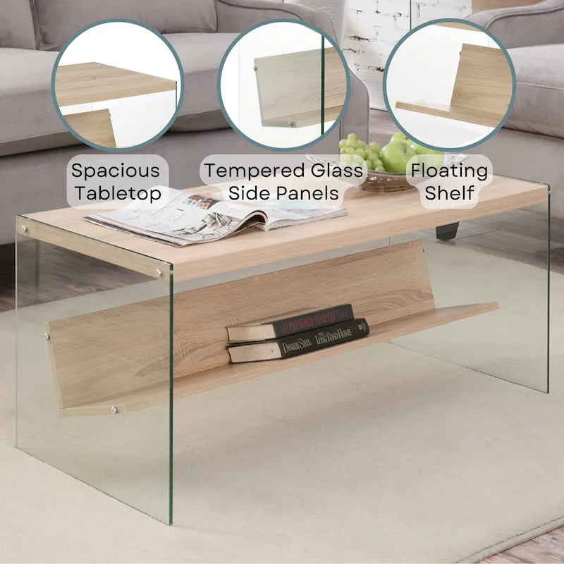 SoHo Glass Coffee Table with Shelf