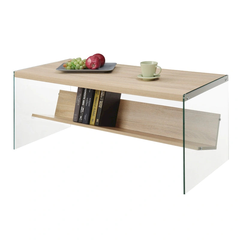 Table basse SoHo en verre avec étagère