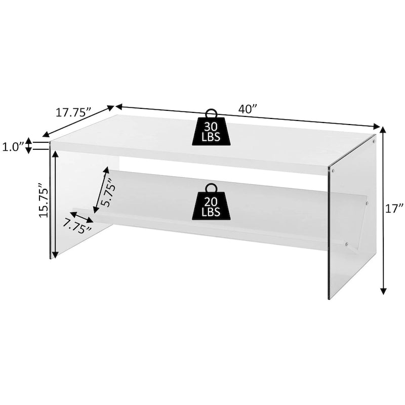Table basse SoHo en verre avec étagère