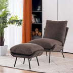Fauteuil d'appoint avec pouf, tissu Leathaire LW951