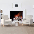 Fauteuil d'appoint capitonné moderne du milieu du siècle avec pieds en lin et noyer (lot de 2) - 33,86 H X 27,95 L X 29,53 P