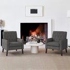 Fauteuil d'appoint capitonné moderne du milieu du siècle avec pieds en lin et noyer (lot de 2) - 33,86 H X 27,95 L X 29,53 P