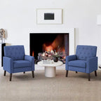  Linen and Walnut Legs Mid Century Modern Button Tufted Accent Chair (Set of 2) - 33.86 H X 27.95 W X 29.53 D