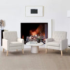 Fauteuil d'appoint capitonné moderne du milieu du siècle avec pieds en lin et noyer (lot de 2) - 33,86 H X 27,95 L X 29,53 P