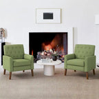 Fauteuil d'appoint capitonné moderne du milieu du siècle avec pieds en lin et noyer (lot de 2) - 33,86 H X 27,95 L X 29,53 P