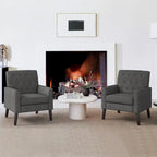 Fauteuil d'appoint capitonné moderne du milieu du siècle avec pieds en lin et noyer (lot de 2) - 33,86 H X 27,95 L X 29,53 P