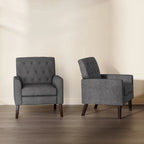 Fauteuil d'appoint capitonné moderne du milieu du siècle avec pieds en lin et noyer (lot de 2) - 33,86 H X 27,95 L X 29,53 P