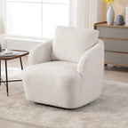 Fauteuil à barillet pivotant rembourré en tissu bouclé avec oreiller